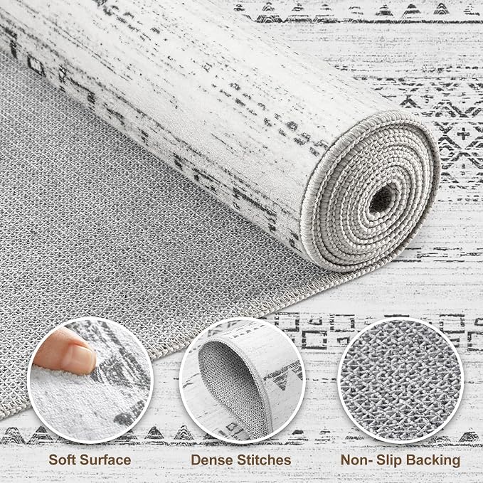 Nakagishi Runner Rug Kitchen Washable Rugs: 2x6 Non-Slip Boho Soft Modern Stain - Image 3