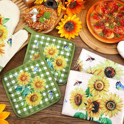 Leinuosen 6 Novelty Sunflower Kitchen Towels Kitchen Decor and Accessories Set - Image 7