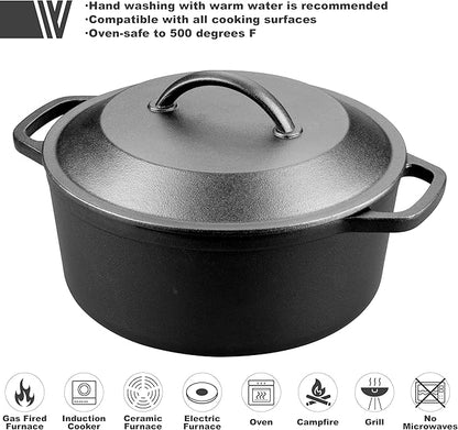 VORRINGARD Pre-Seasoned Cast Iron Dutch Oven - Image 3