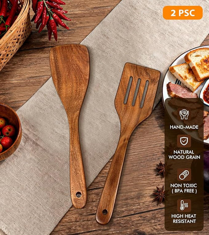 2Pcs Wooden Spatula, Acacia Wooden Spatula - Image 4