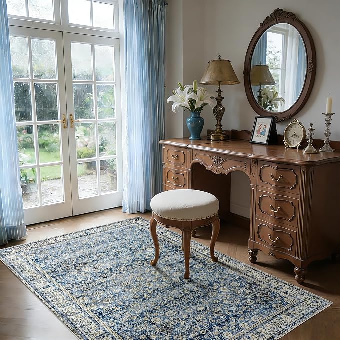 3x5 Front Door Rug Indoor Entrance Blue Bathroom Rugs Non Slip Washable Soft - Image 9