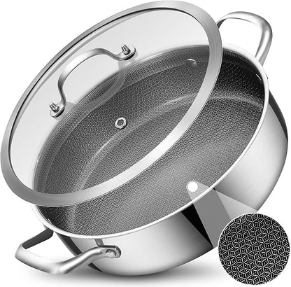 LOLYKITCH 5 QT Hybrid Ceramic Non Stick Tri-Ply Stainless Steel Sauté Pan by LolyKitch