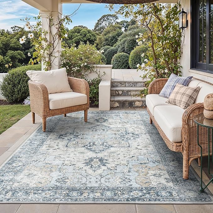 GENIMO Outdoor & Indoor Area Rug 6'x9', Waterproof, Non-Shedding, Easy Cleaning by GENIMO