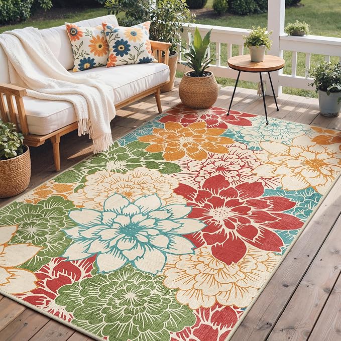 GENIMO Indoor Outdoor Area Rug 6'x9', Machine Washable Rugs by GENIMO
