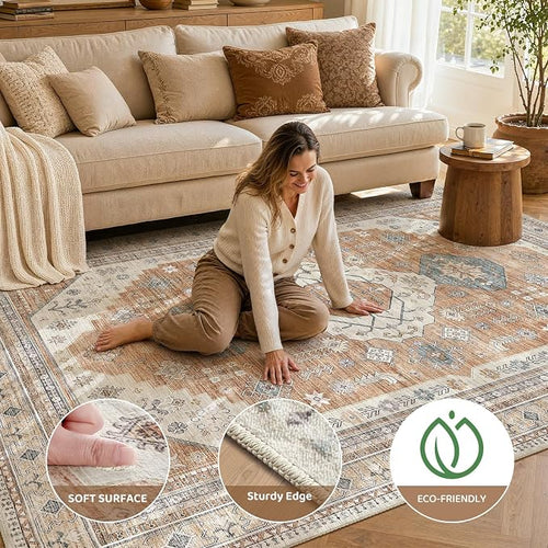 6x9 Washable Area Rug, Large Rugs - Image 2