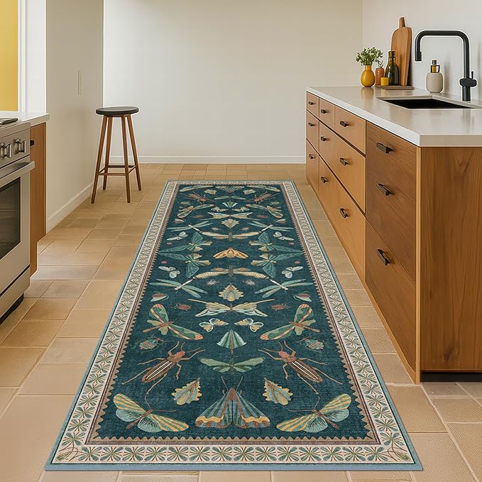 Hazo Haus Washable Runner Rug for Hallway 2'6"x12', Foldable Insect Print Décor - Image 3