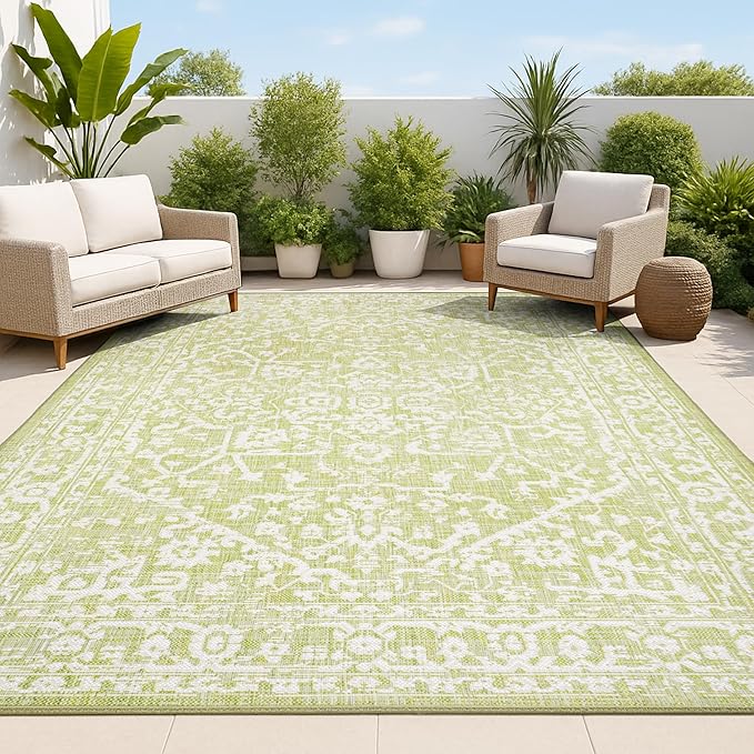 JONATHAN Y Boho Medallion Indoor Outdoor Area Rug 8X10 Green/Cream, Malta by JONATHANY