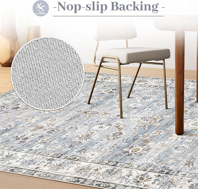 XLUEZ Area Rug 8x10 Living Room Rug, Machine Washable Vintage Distressed Boho - Image 7
