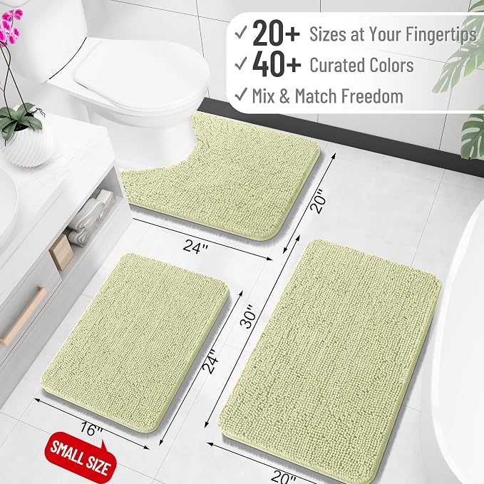 OLANLY Toilet Rugs U-Shaped 24x24, Extra Soft Absorbent Chenille Contour - Image 2