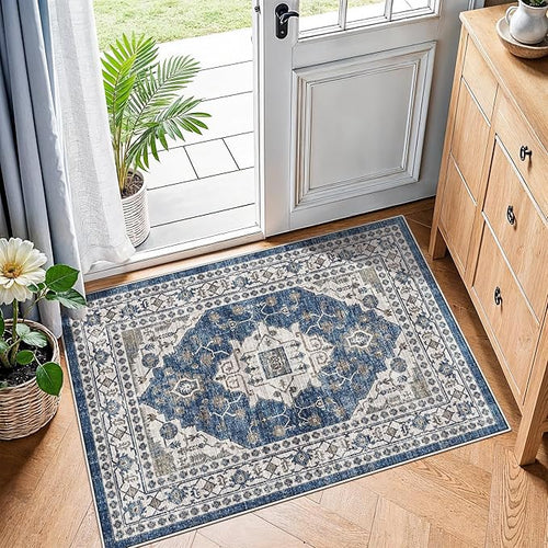 2x3 Washable Vintage Area Rug: Indoor Soft Entryway Rug by HYHAOYUNLAI