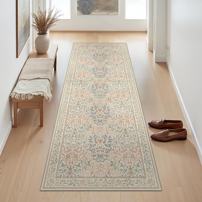 GENIMO Washable Floral Runner Rug 2x6, Non-Slip Long Hallway Carpet - Image 4