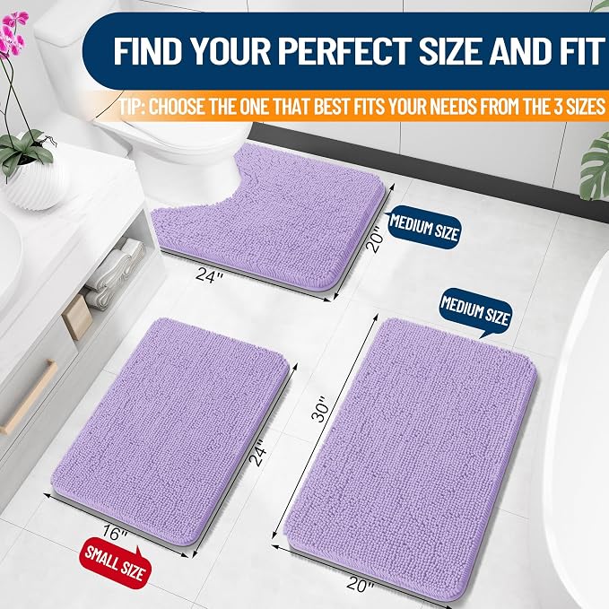 OLANLY Toilet Rugs U-Shaped 24x20, Extra Soft Absorbent Chenille Contour - Image 2