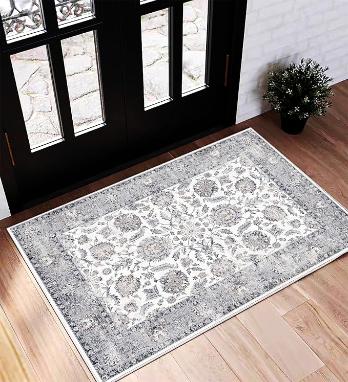 CHAMPLANT Area Rug 2x3 Washable Rug Door Mat Vintage Distressed Doormat Indoor by CHAMPLANT