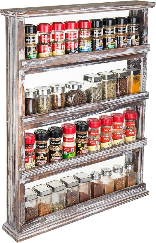MyGift Wooden Spice Rack Wall Mount, Hanging 4 Tier Seasoning Jar Shelf by MyGiftHome