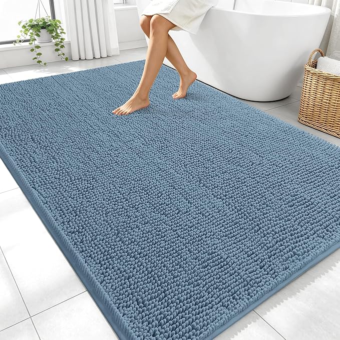 OLANLY Large Bathroom Rugs 70x46, Extra Soft Absorbent Chenille Bath Rugs by OLANLY