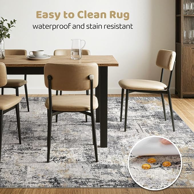 7x9 Area Rug Living Room: Washable Large Abstract Soft Stain Resistant Indoor - Image 6