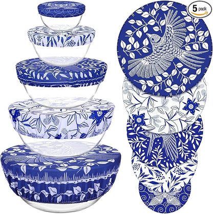 5 Pieces Bowl Covers Reusable, 5 Size Elastic Cloth Bowl Covers by Revahope
