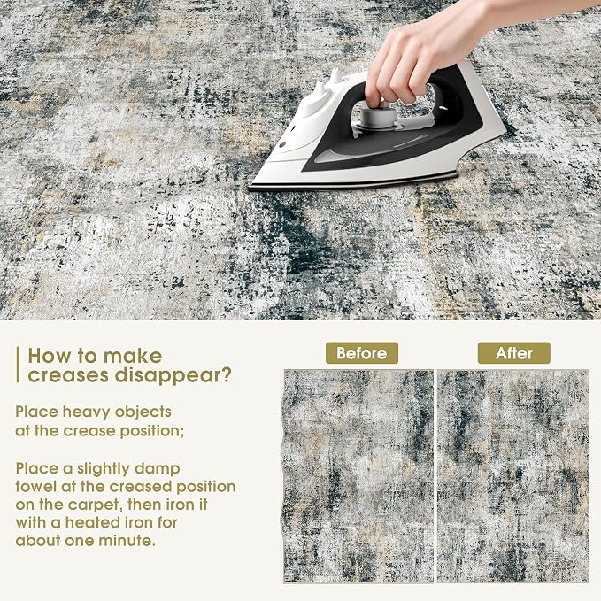 8x10 Area Rugs for Living Room Bedroom: Abstract Washable Rug - Image 9