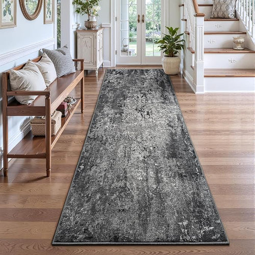 2x8 Black Rug Runners for Hallways Kitchen Runner Rug Non Slip Washable Black - Image 2