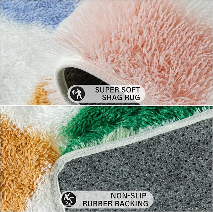 PureCozy Checkered Rug 9x12 for Living Room, Modern Neutral Shag Rug Washable - Image 7