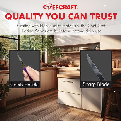 Chef Craft Select Paring Knife Set, 2.5 inch blade 6 inch in length 4 piece set - Image 6