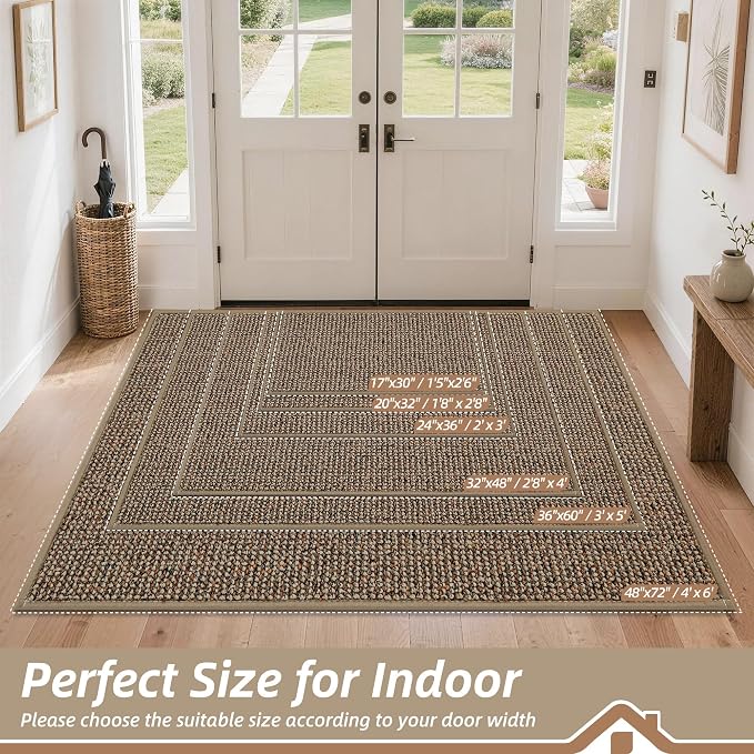 BEQHAUSE Dirt Trapper Door Mat 20" x 32", Non-Slip Washable Doormats Entrance - Image 2