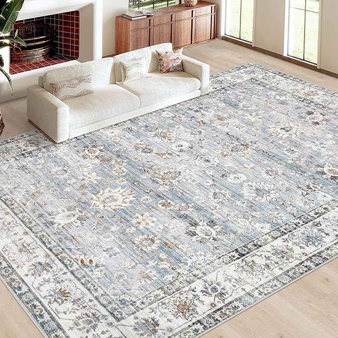 XLUEZ Area Rug 9x12 Living Room Rug, Machine Washable Vintage Distressed Boho - Image 2