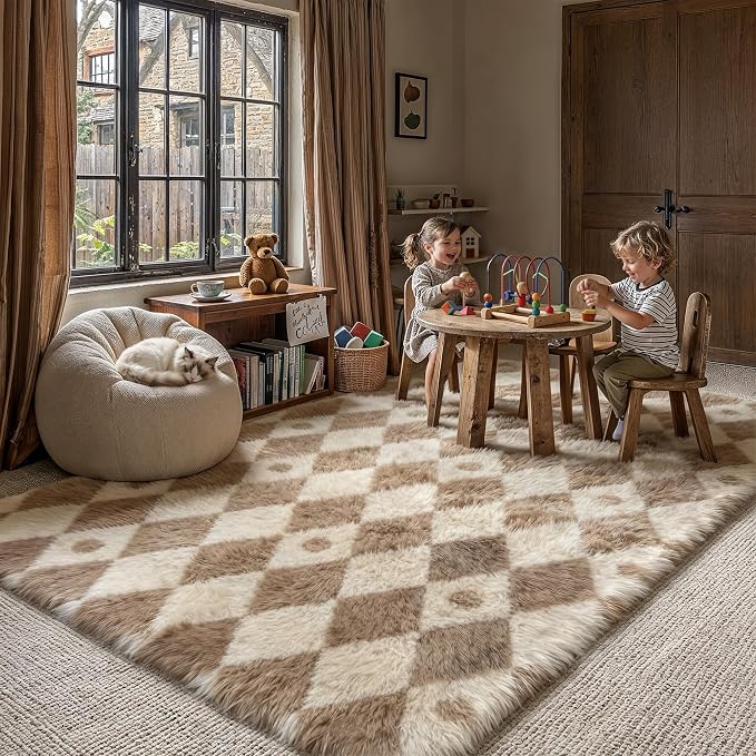 PureCozy Brown 5x8 Area Rug for Living Room Washable Non Slip Neutral Soft - Image 3