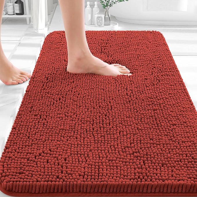 OLANLY Bathroom Rugs 30x18, Extra Soft Absorbent Chenille Bath Rugs, Rubber by OLANLY