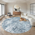 Soalmost 8x8 Blue/Grey Round Rug 8ft Living Room Circle Rug Vintage Round Area by Soalmost