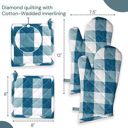 Oven Mitt & Pot Holder Buffalo Plaid Check 100% Cotton Heat Resistant Oven - Image 4