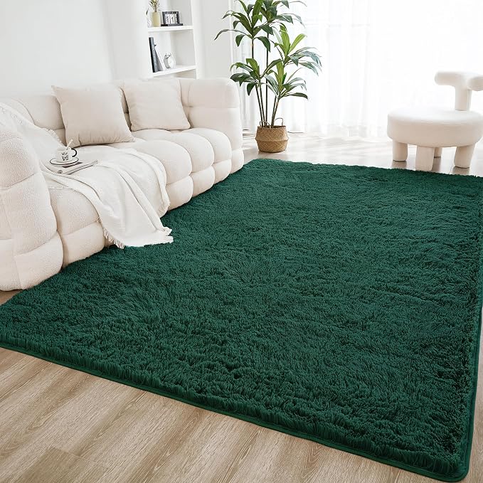 Litanika 5x8 Shag Area Rug for Living Room Bedroom, Emerald Dark Green High by Litanika