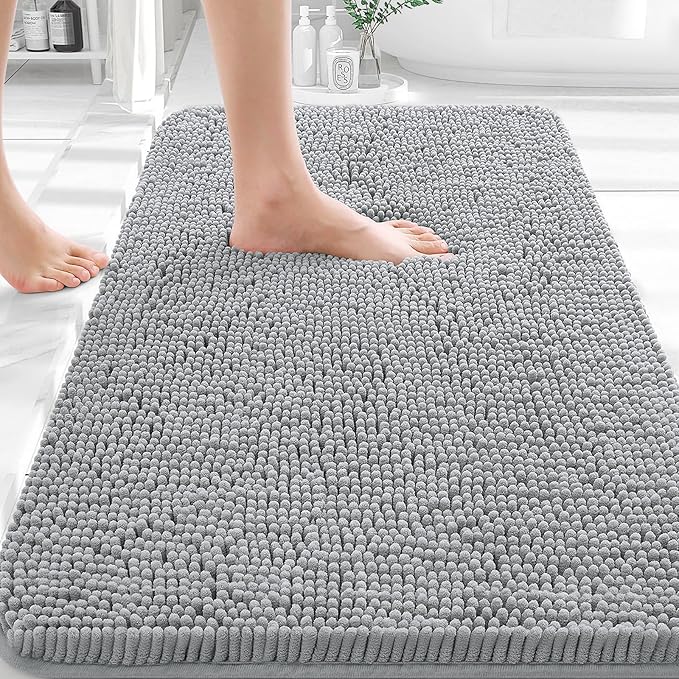 OLANLY Bathroom Rugs 30x18, Extra Soft Absorbent Chenille Bath Rugs, Rubber by OLANLY