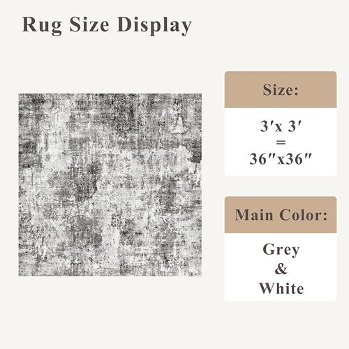 3x3 Square Entryway Rug Washable – Non-Slip Small Area Rug - Image 2