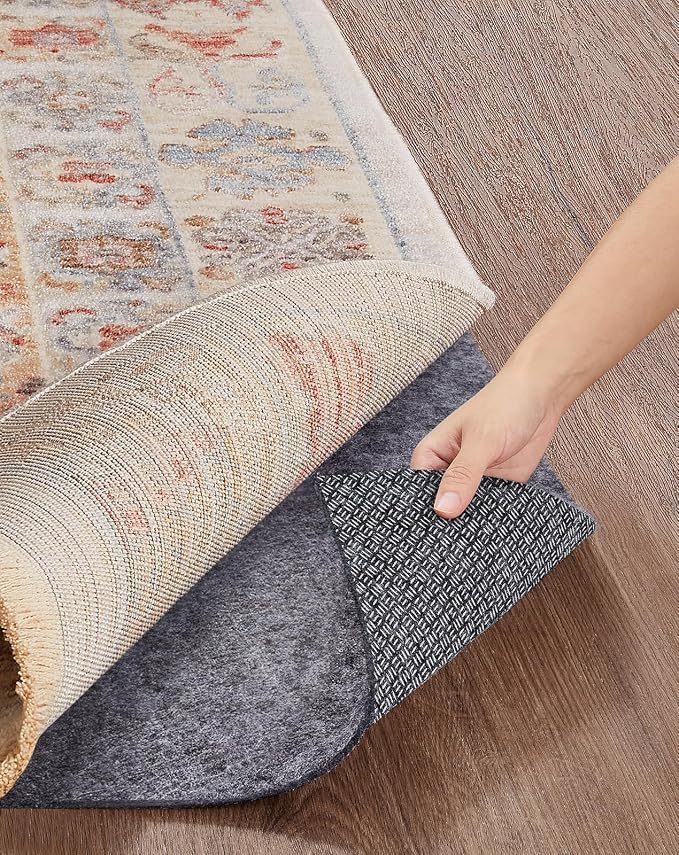 Veken Non Slip Cushioned Rug Pad Gripper 4 x 6 Ft, Felt and Silicone Backing by Veken