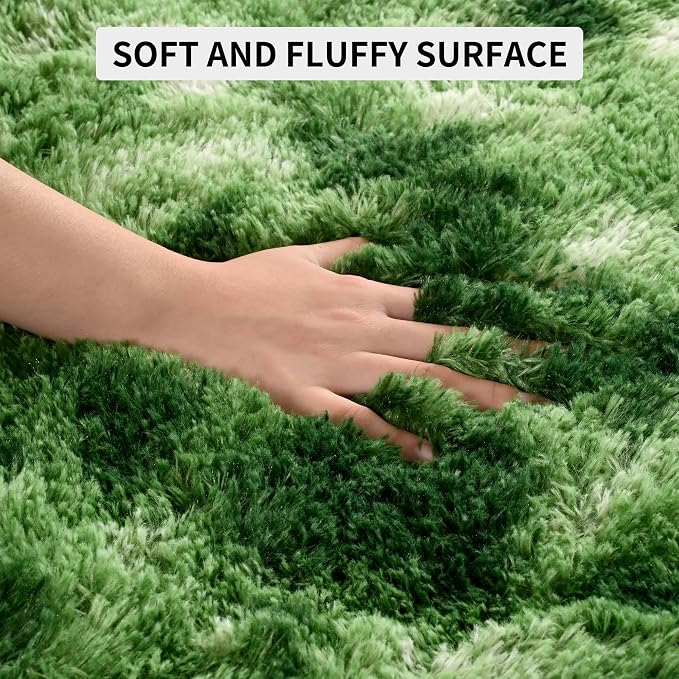 Tepook Fluffy Dark Green Rugs for Living Room Bedroom, 6x9 Soft Area Rug - Image 7