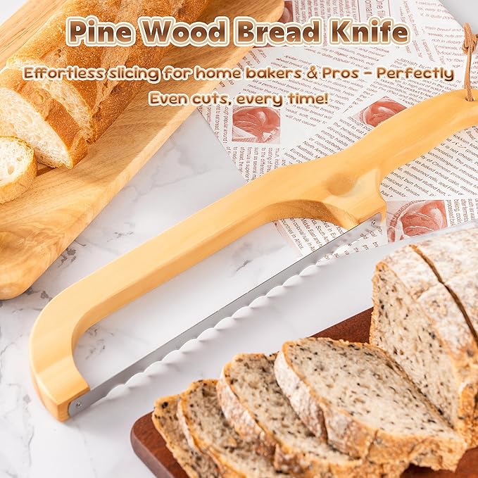 Bread Knife for Homemade Bread, 14.5" Wooden Sourdough Bread Knife, Sourdough - Image 2