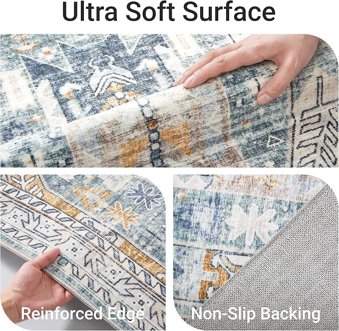 befbee 9x12 Area Rug, Ultra-Thin Washable Rugs - Image 3