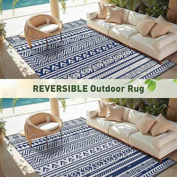 MontVoo-Outdoor Rug Carpet Waterproof 5x8 ft Reversible Patio Rug RV Camping - Image 7