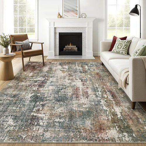 7x9 Area Rug Washable Rugs: Living Room Large Abstract Modern Soft Stain by LOONGRUG