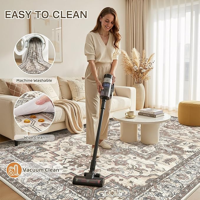 10x14 Area Rugs Living Room: Washable Vintage Rug Large Non-Slip Stain - Image 5