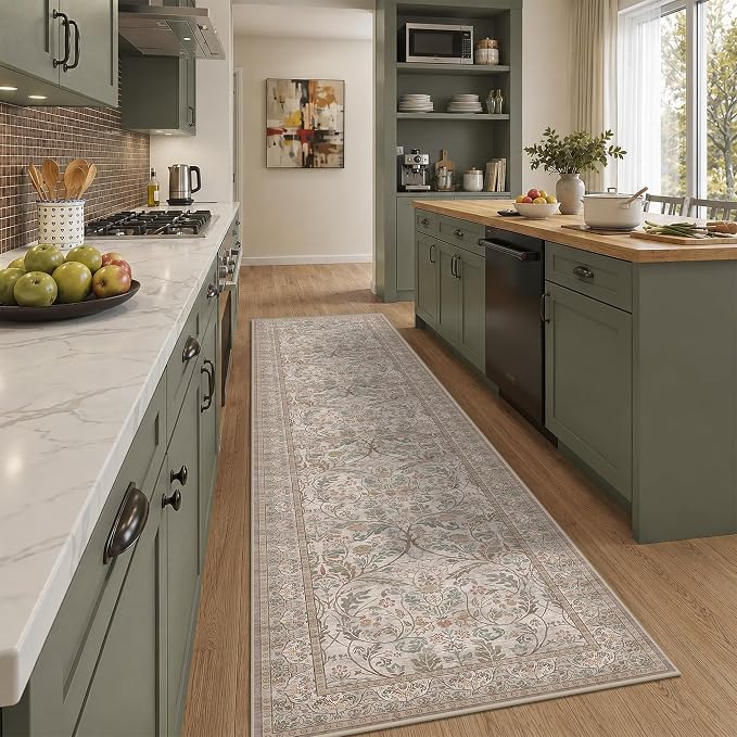 Traditional Cottagecore 2'6"x10' Hallway Runner Rug Non Slip - Image 3