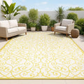 JONATHAN Y Vintage Filigree Indoor Outdoor Area Rug 9X12 Cream/Yellow, Madrid by JONATHANY