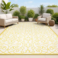 JONATHAN Y Vintage Filigree Indoor Outdoor Area Rug 4X6 Cream/Yellow, Madrid by JONATHANY