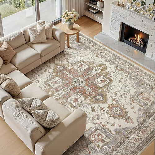 10x14 Area Rugs for Living Room, Washable Non Slip Vintage Distressed Stain - Image 2