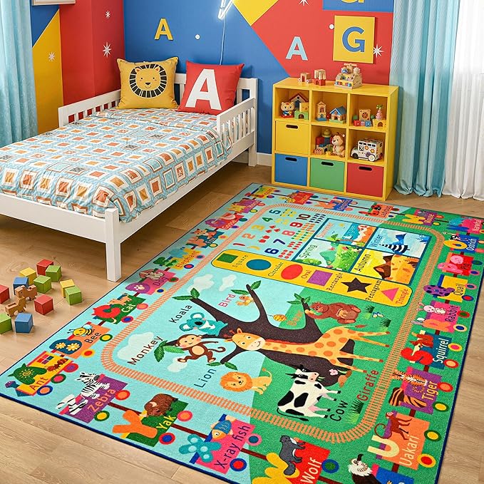 Maxsoft Kids Rug for Playroom, Educational 4x6 Play Mat for Classroom, Washable - Image 4