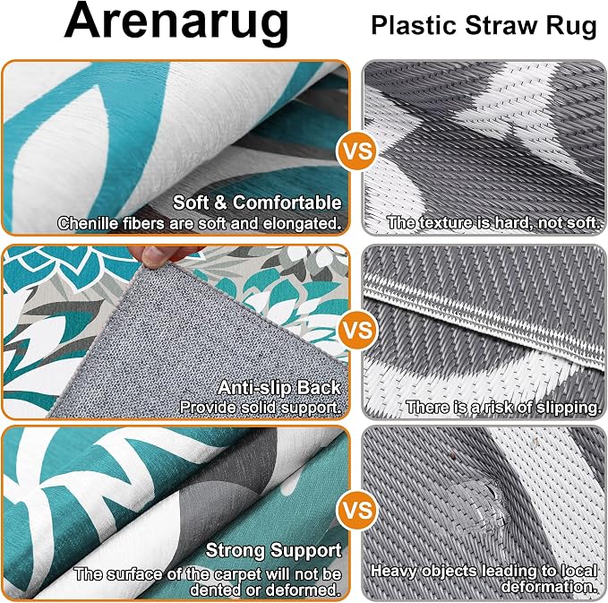 Colorful 9x12 Outdoor Area Rug Washable Multicolored Patio Rug Tropical - Image 4