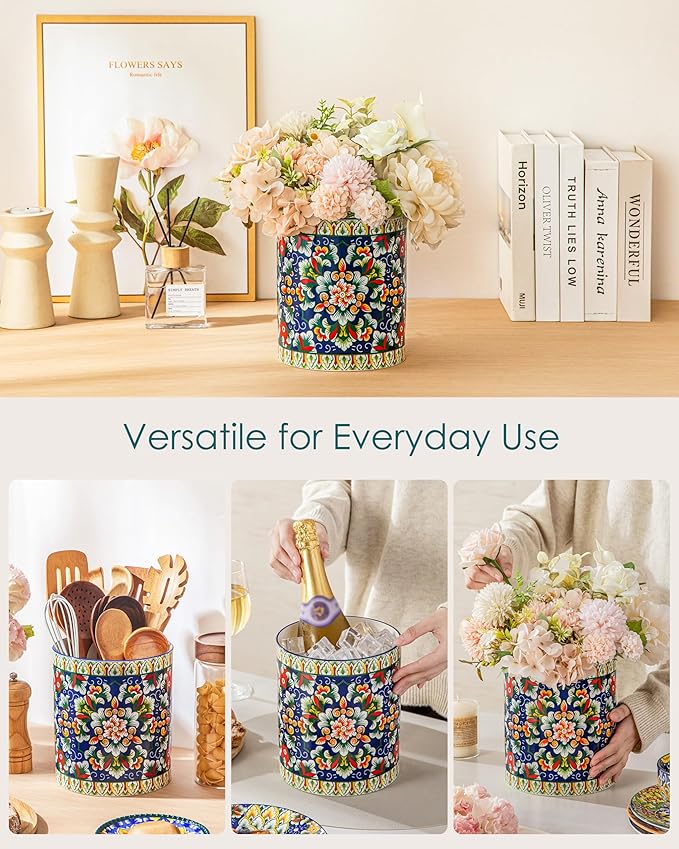 vancasso SIMI Utensil Holder, 7.3"+5.5" Porcelain Kitchen Utensil Holder - Image 5