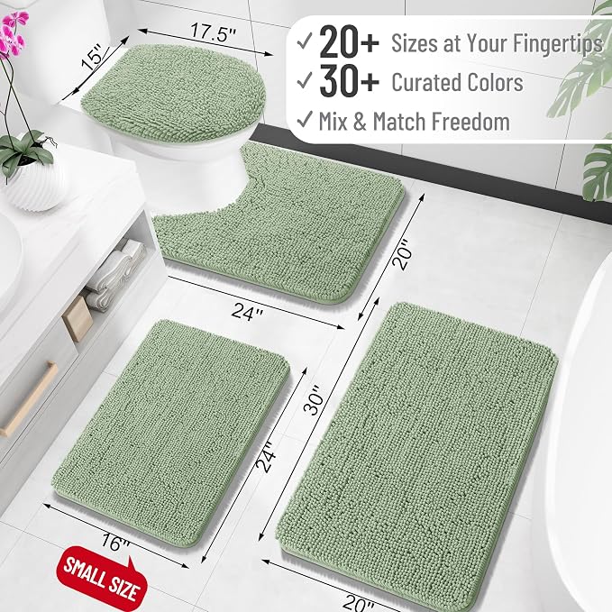 OLANLY Bathroom Rugs 35x24, Extra Soft Absorbent Chenille Bath Rugs, Rubber - Image 2
