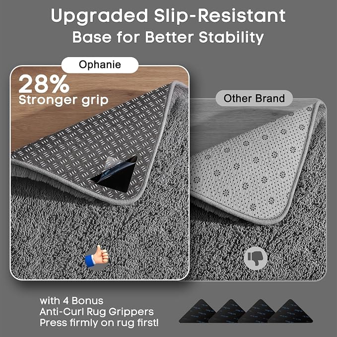 Ophanie Small Rug Washable Non Slip Throw Bedside Area Rugs, Fluffy Soft Mini - Image 4